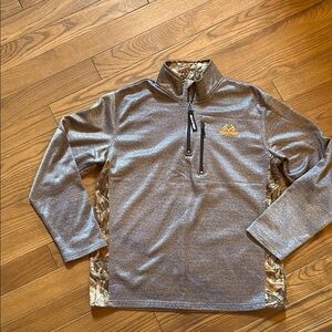 EUC!! Realtree Gray and Camouflage Quarter-Zip Pullover